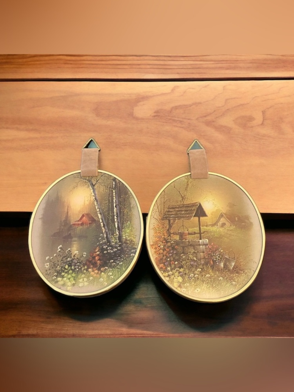 Vintage N. C. Cameron & Sons 1970 Set of 2 Framed Wall Prints Velvet Hanger